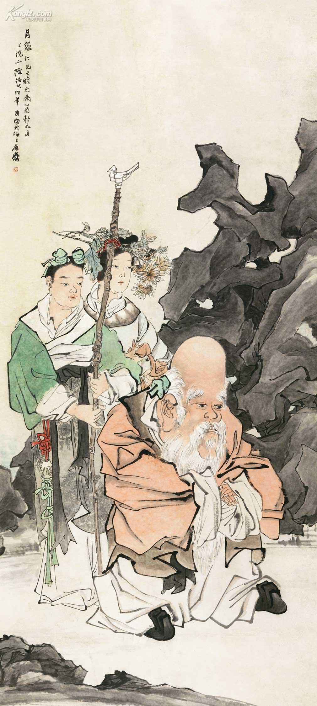 任伯年 1885年作 寿星图 立轴