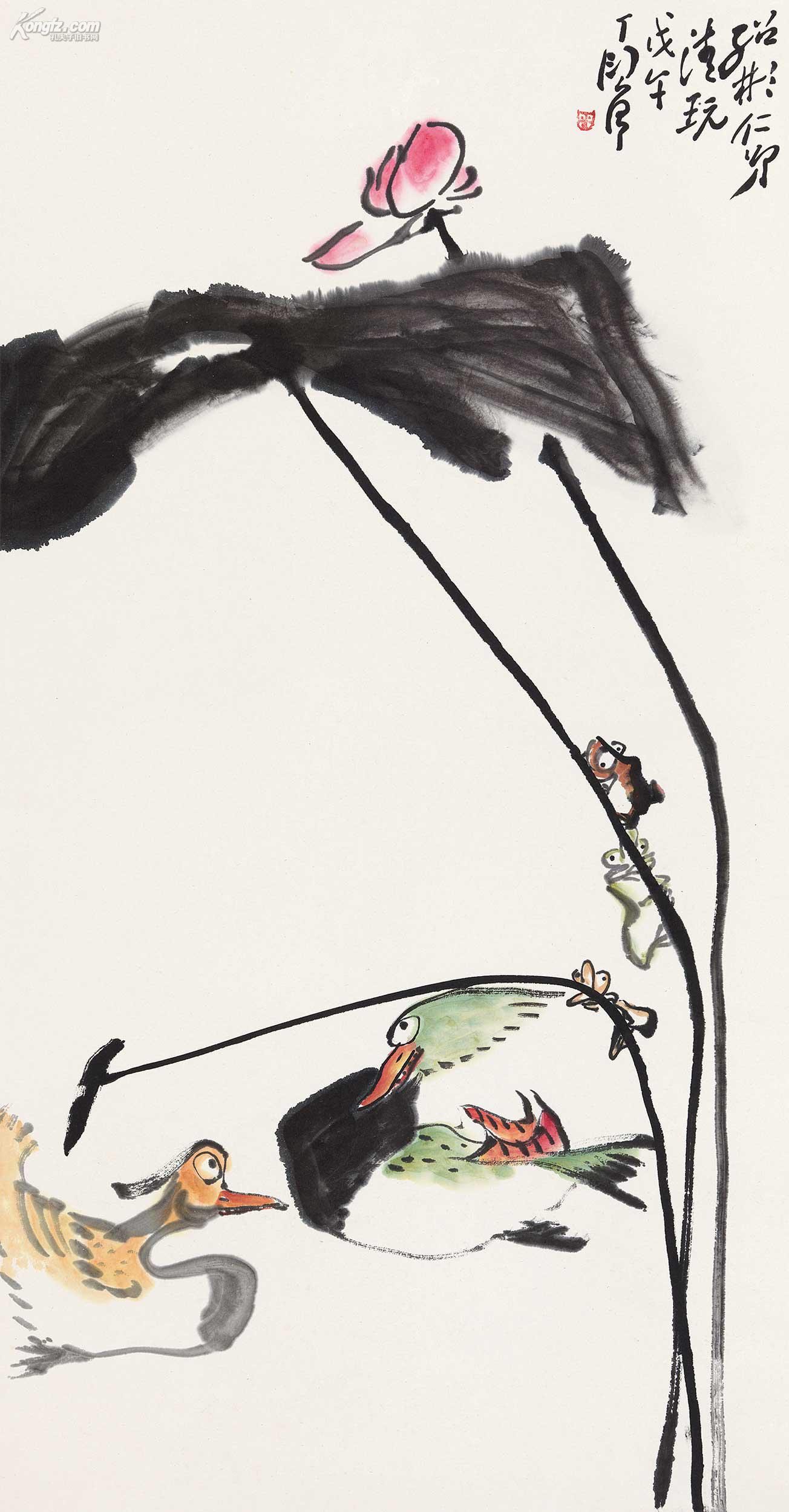 拍品详情 拍品大图 丁衍庸(1902-1978)荷花鸳鸯 滚动鼠标滚轴,图片