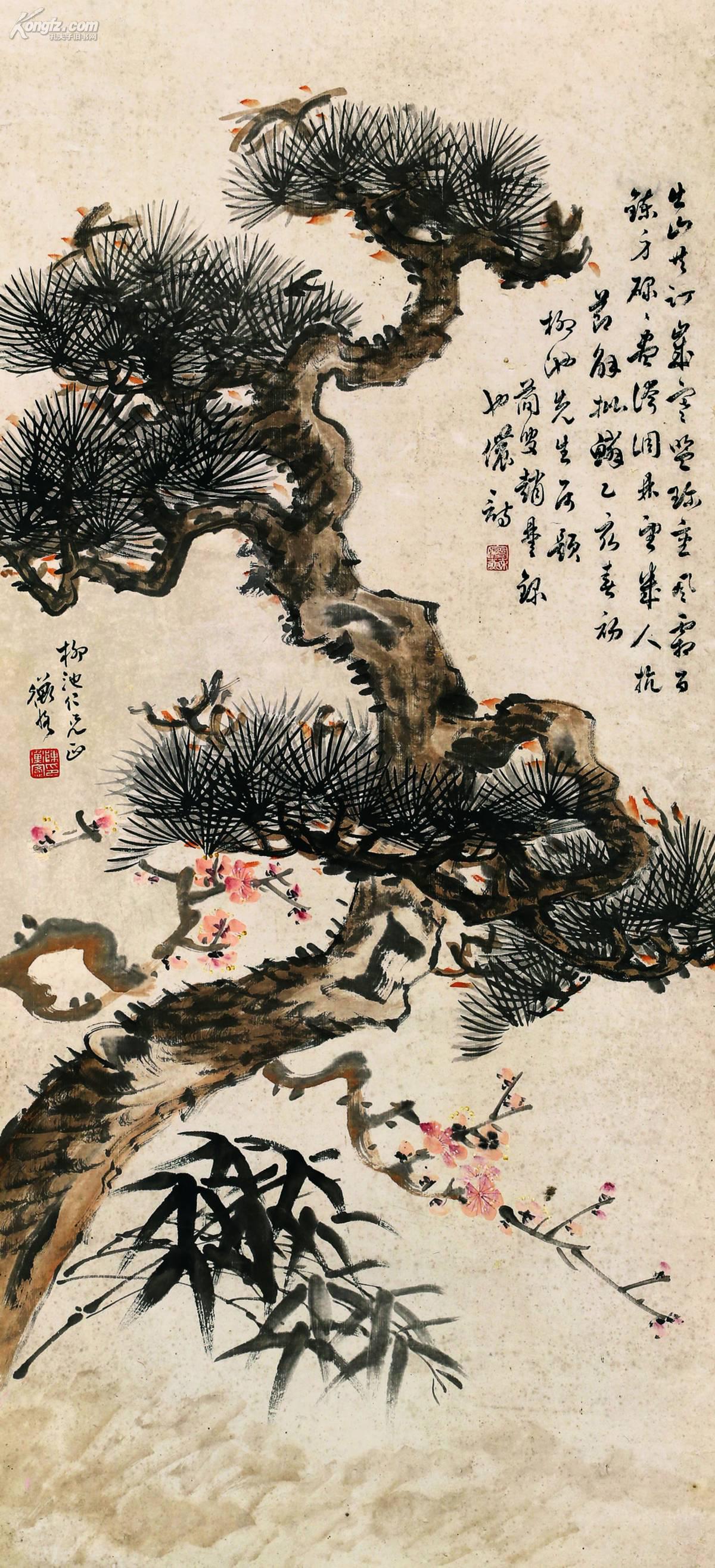 陈师曾(1876-1923,赵鼎奎(1869)岁寒三友图