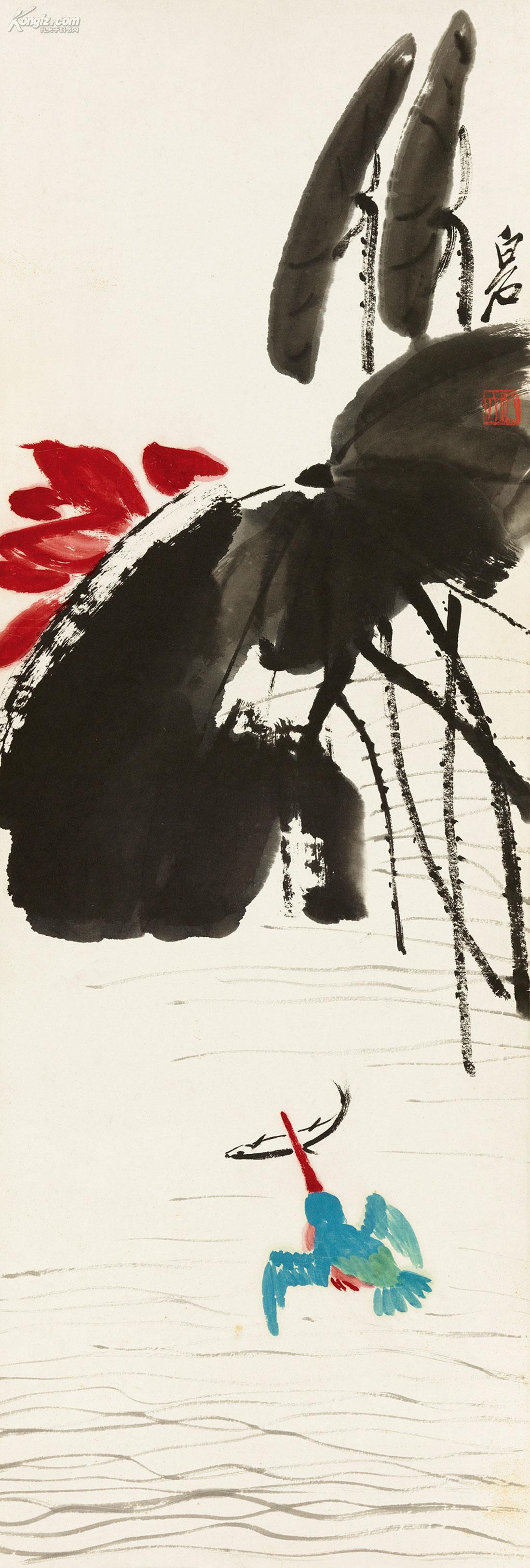 齐白石18631957荷花翠鸟