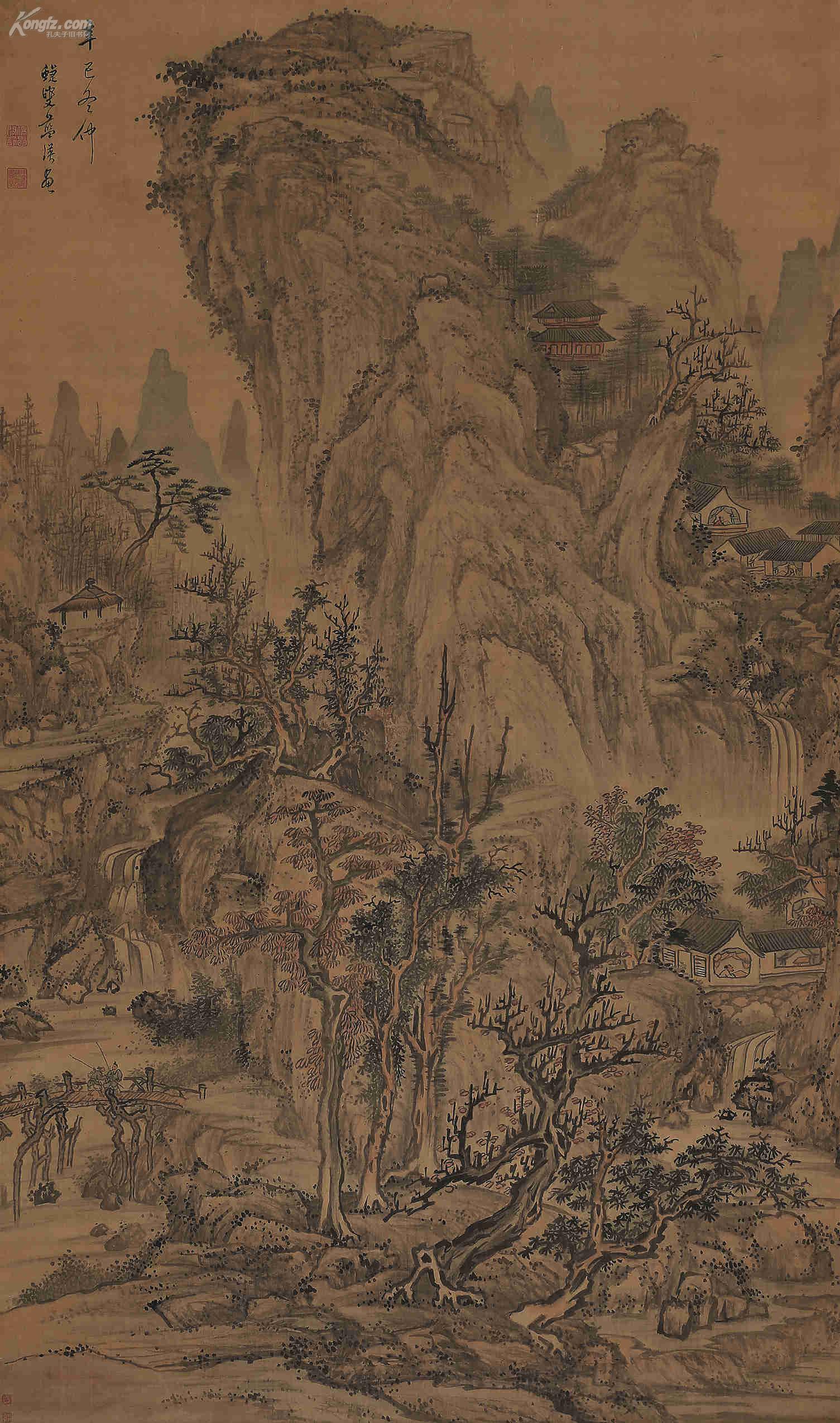 藍瑛(1585-1664) 秋山靜讀圖