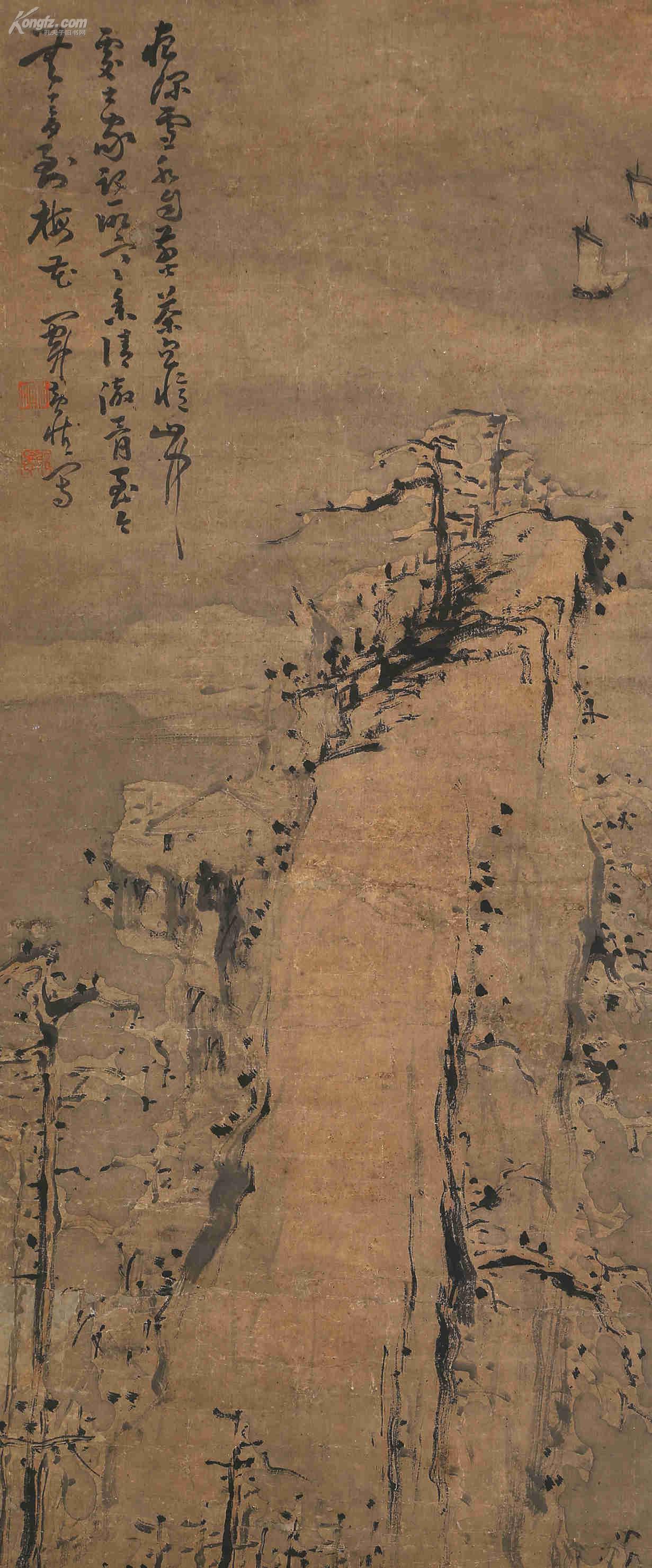 黄慎16871768雪江归棹图