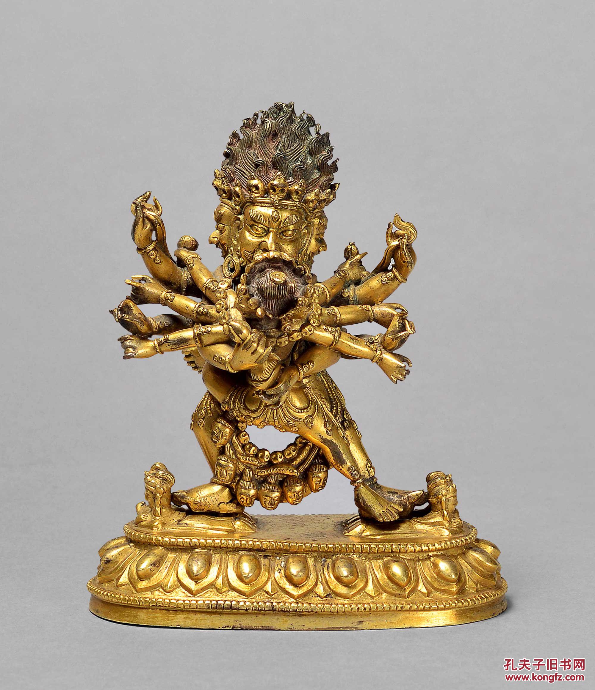 18世纪 铜鎏金双身玛哈嘎拉像