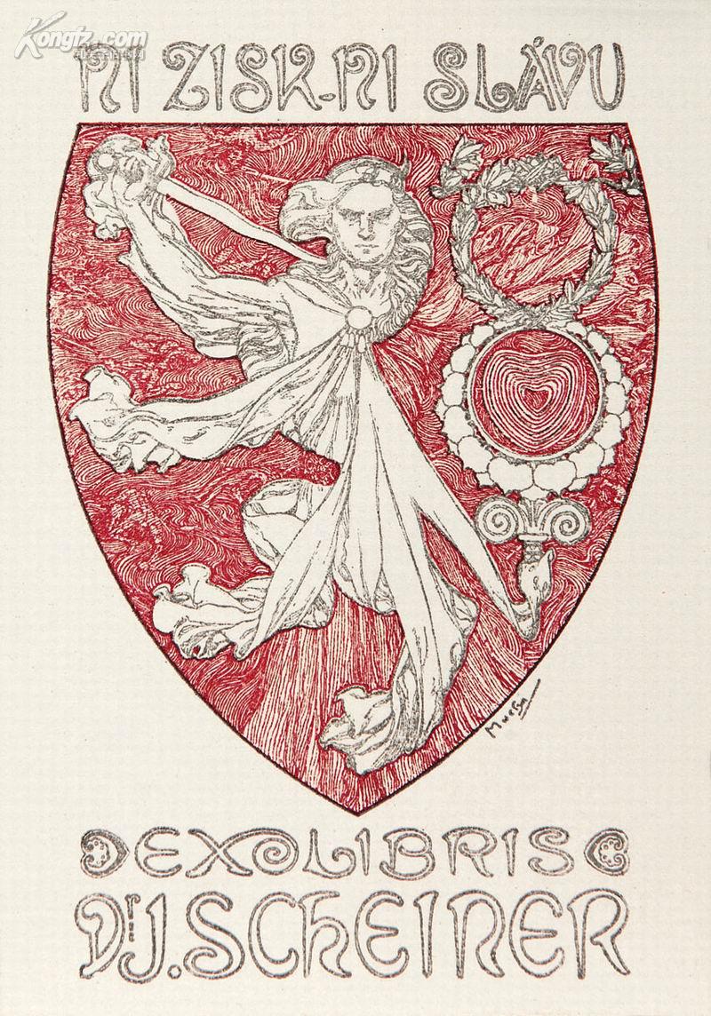 j. schiner 藏书票