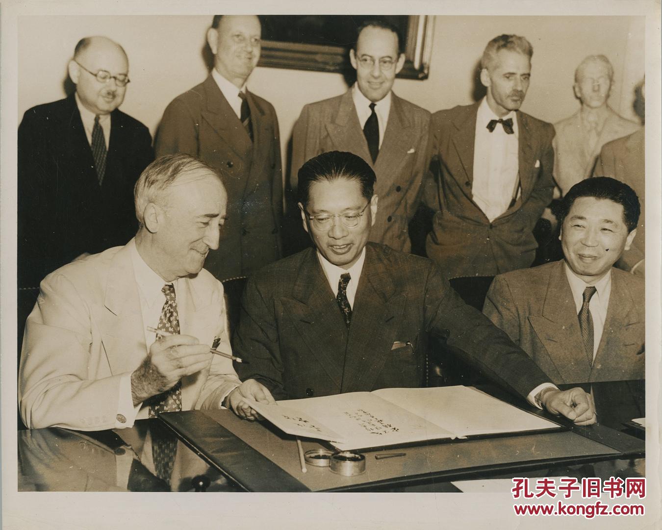 民国抗战时期宋子文魏道明赴美谈判照片一组4张从1938年与美签约桐油