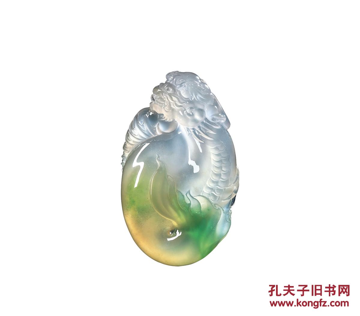 陈梅松雕刻瑞兽高冰翡翠把件